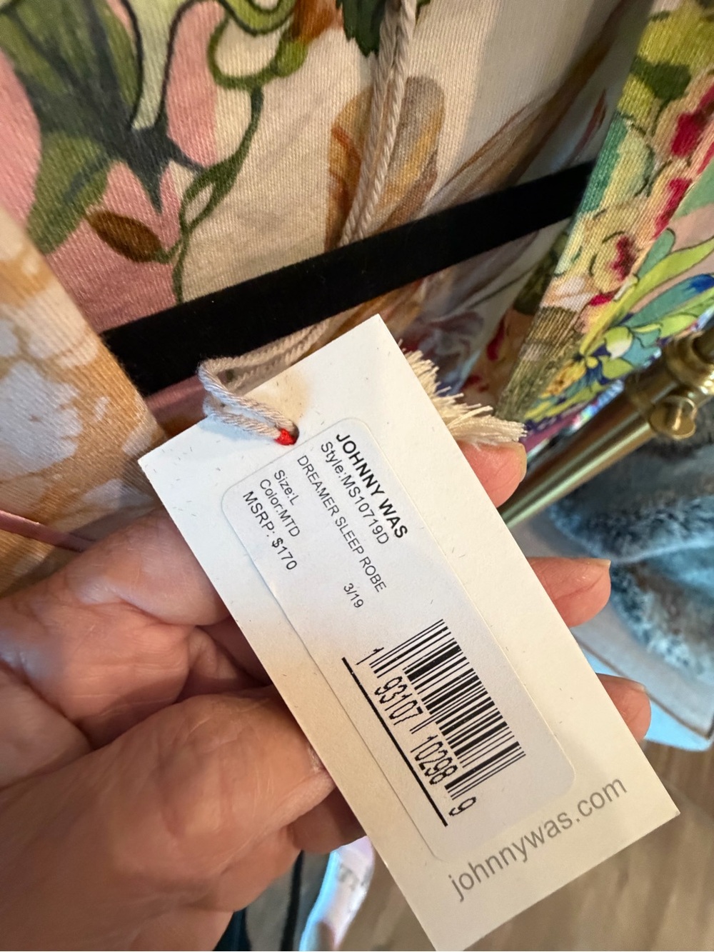 Johnny Was Pink Floral Mixed-Print Robe - Picture 4 of 5